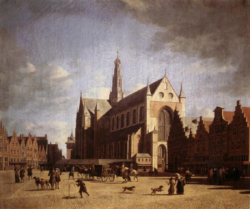 Gerrit Bakhuizen Great Market in Haarlem Norge oil painting art